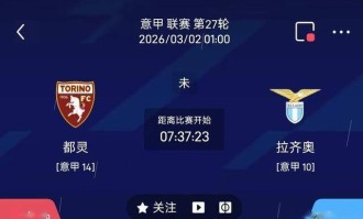 最新足球推荐：3月2日1点意甲 都灵VS拉齐奥